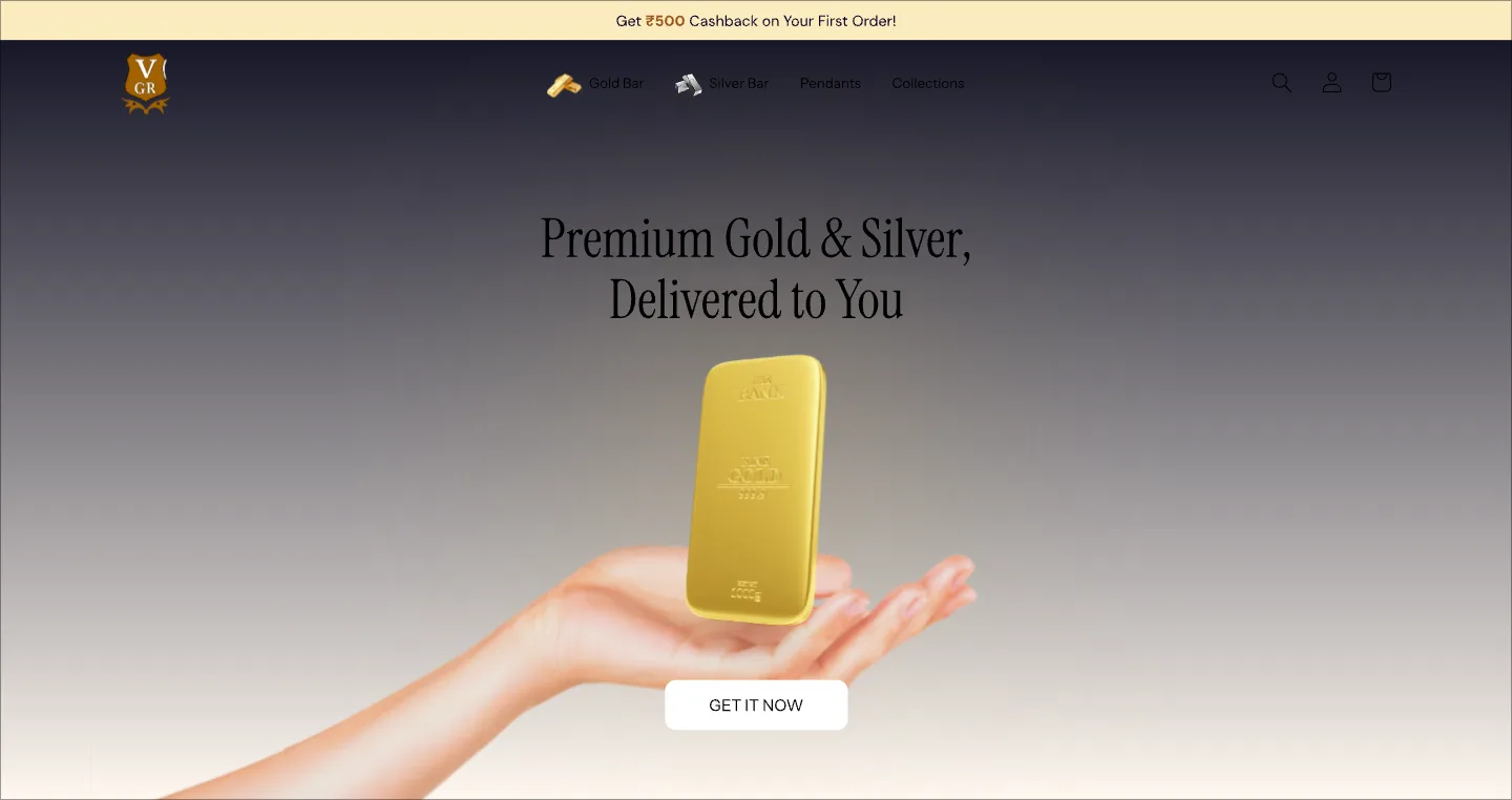 VGR Gold — premium luxury D2C commerce platform for hologram coins and gold products