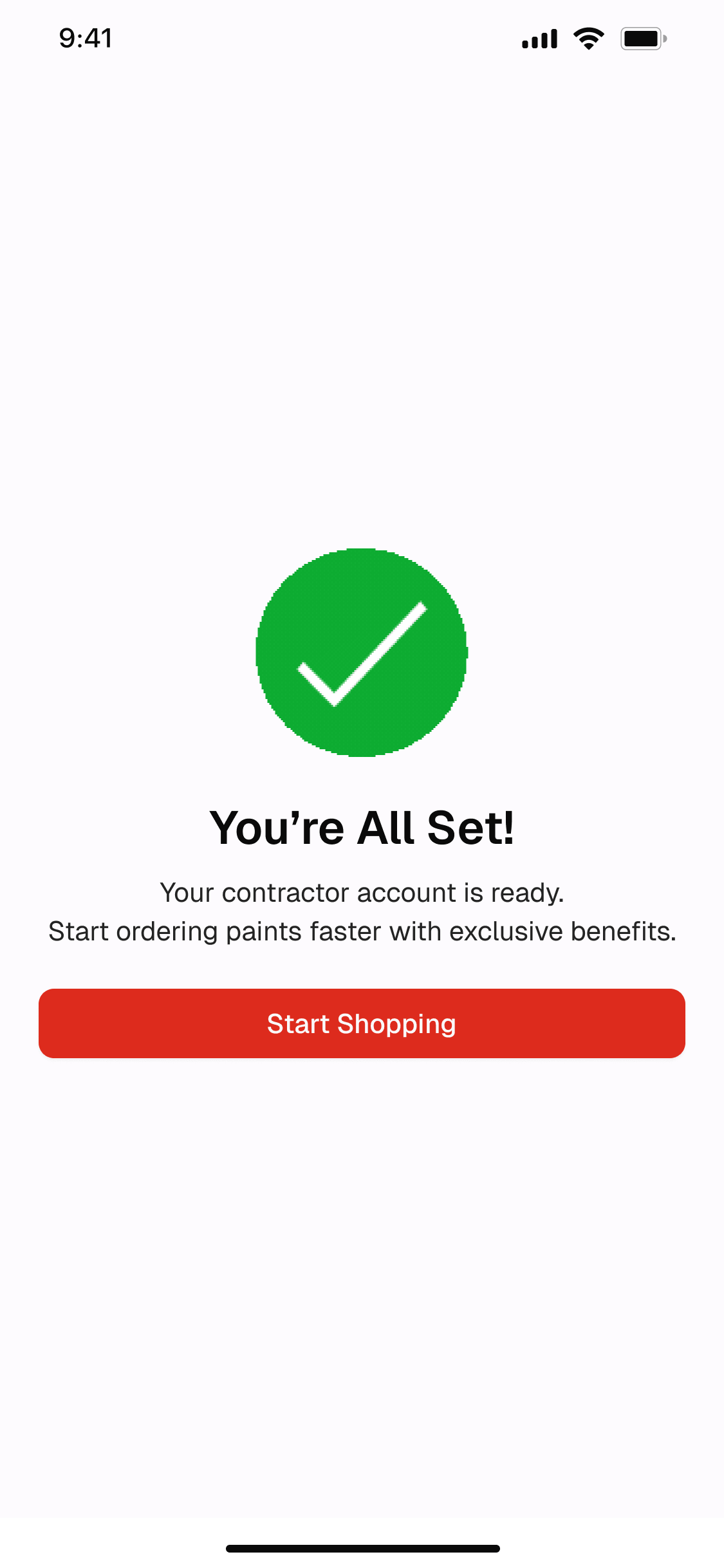 Saffro Mellow customer app — onboarding completion screen