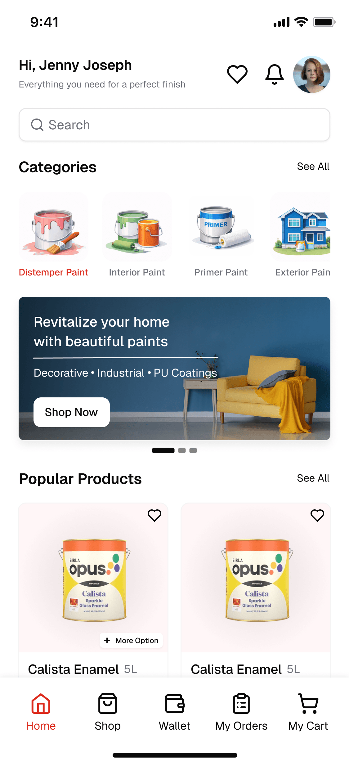 Saffro Mellow customer app — home screen