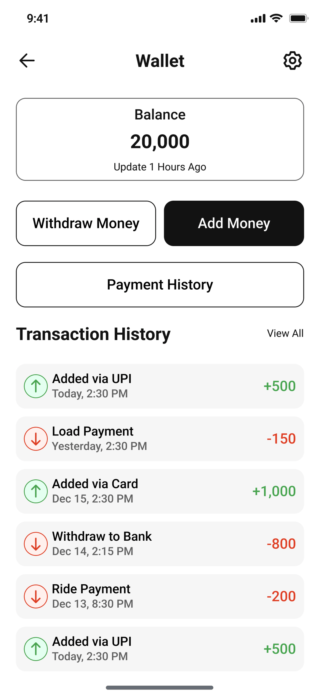Transporter Escrow Wallet & Bidding